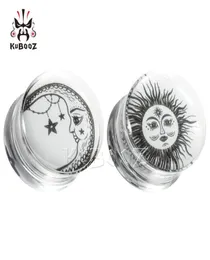 KUBOOZ Tampões de ouvido acrílicos transparentes Sun Moon, túneis, joias corporais, expansores de brincos, macas inteiras de 8 mm a 30 mm 38P6189353