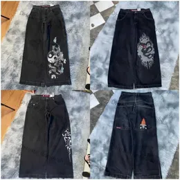 3a calças de brim masculinas streetwear jnco y2k hip hop dos desenhos animados impressão gráfica vintage baggy calças pretas das mulheres dos homens cintura alta calças largas perna 003