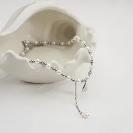 Naszyjniki wiszące Liliflor Wysokie wypolerowane biżuteria ze stali nierdzewnej Kulki Pearl Chain Serce Tassel Trenda dla kobiet naszyjnik P233403S