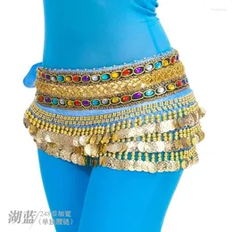 Scene Wear Dancer Color Diamond Belly Dance Midje Chain Girl Performance Costume Scarf Belt Top Danse Orientale