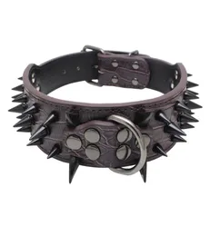 Adjustable Dog Collar Cool Sharp Spiked Studded Leather Dog Collars For Medium Large Breeds Pitbull Mas Boxer Bully 4 Sizes Q11192597116