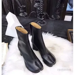 Boots Brand Design Tabi Split Toe Toe High Heel Women Leather Zapatos Mujer Fashion Shoes Botas 230831
