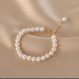 Strand Allme French French Frenchwater Freshwater Pearl شراكيل قابل للتعديل للنساء 14K Gold Gold Plated Jewerry