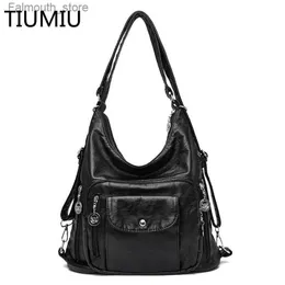 Abendtaschen 3 in 1 Damen Rucksack Vintage Damen Tasche hochwertige Pu-Leder Rucksack Damen Casual Tote Designer Umhängetasche Damen Handtaschen Q240104