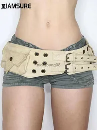 Cinture IAMSURE Cintura in pelle PU con tasche grandi vintage Y2K Stile Safari Moda da donna all'aperto Gonne Jeans Pantaloni Cintura decorativa