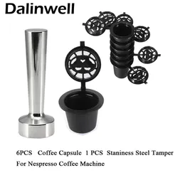 Filters återanvändbara Nespresso kaffekapslar Cup Stainess Steel Coffee Tamper Fackable Coffee Capsule Refilling Filter Coffeeware Gift T20