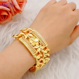 Luxury Gold Color African Dubai Bracelet For Women Thick Chain Set Twist Bangles Fashion Jewelry Gifts 240104