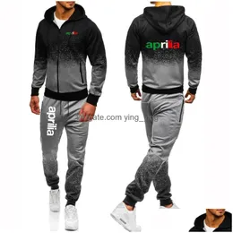 Männer Trainingsanzüge Herren Motorrad Aprilia 2022 Frühling und Herbst Set Harajuku Reißverschluss Jacke Sportanzüge College Gradient Hoodies Casu Dhrp9