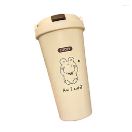 Canecas Bonito Urso Chá Xícara de Café Leite 304 Aço Inoxidável Grandes Copos de Água com Palha para Crianças Vaso Termico Acero Inoxidável A