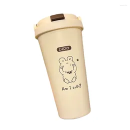 Tazze Simpatico Orso Tè Tazza da caffè Latte Tazze da acqua grandi in acciaio inossidabile 304 con cannuccia per bambini Vaso termico Acero Inossidabile A