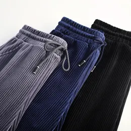 Mujeres elegantes pantalones negros con cordones cintura elástica streetwear 2023 primavera invierno casual pantalones largos pantalones de pana 240104