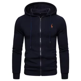 Autumn Winter Cotton Hoodied Mens Sweatshirts Solid Hoody Fleece Thick Hoodies Men Sportswear Zipper Sweatshirts Men 240103