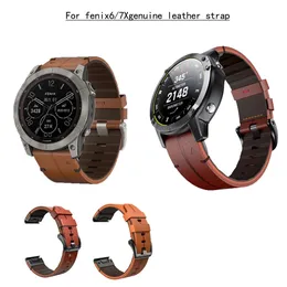 Tactix för Fenix ​​6 Quick Release äkta läderrem 7x Watch Wristband 22 26mmcowhide 240104