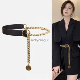 أحزمة Punk Pu Metal Chain Belt for Women Luxury Brand Designer Chain chain Female Girl Dress Jeans excls excalband accessories