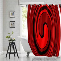 Shower Curtains Marble Luxury Red Curtain Abstract Black And White Printed Polyester Fabric Waterproof Bathroom With Hooks
