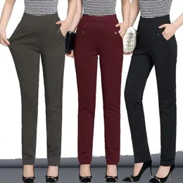 S6XL autunno inverno Pantaloni da donna taglie forti Moda tinta unita Pantaloni skinny a vita alta elastici Fit Lady Pencil 240104