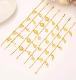 Flickor Bangle Women Fine Gold Love Flos Armets smycken Handkedja Kids Diverse Pendant Pick Pendant Hang9189174