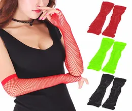 2018 вязанный крючком кружевной панк-готический костюм для дискотеки, длинные сетчатые танцевальные перчатки без пальцев, Sell3649361