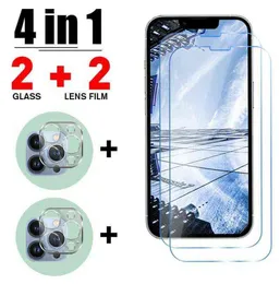 4in1 skyddande härdat glas på för iPhone 11 12 13 Pro Max Mini Camera Screen Protector On för iPhone 13 12 11 Pro Max Glass AA1251222