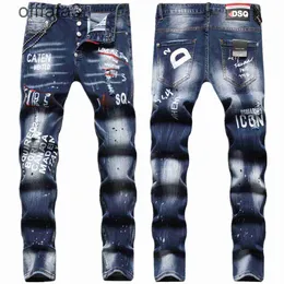 purple jeans mens pant 2021 Summer Perforated Men's Printed Denim Pants Handsome and Versatile Small Feet Mid Waist