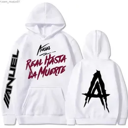 Erkek Sweaters Sonbahar Polar Erkek Hoodies Anuel Aa Real Hasta La Muerte Baskı Sweatshirt Street Giyim Rapçi Gevşek Külver Geçici Kapüşonlu Topsl231113