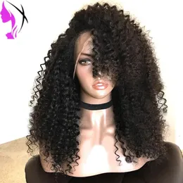 Perucas Full Densidade Kinky Curly Sintético Lace Front Wig Fibra Resistente ao Calor Para Mulheres Negras Preto Cinza Branco Loira Marrom Vermelho Cor AFR