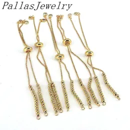 20Pcs Sliding Gold Plated Adjustable Bracelet Chain Half Finished with Slider Beaded Accessories 240104