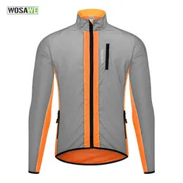 WOSAWE Ultralight Reflective Men Cycling Jacket Waterproof Riding Running Windbreaker Mix Of Fluorescent Coloured Silver Panels 240104