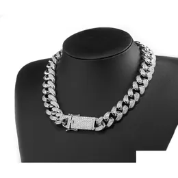 Łańcuchy 20 mm 1630 cala lodowe Fl Bling CZ Triple Lock Hip Hop Cuban Link Naszyjnik dla mężczyzn Kobiety 6033592 DROP BINECTRY N DH4DN