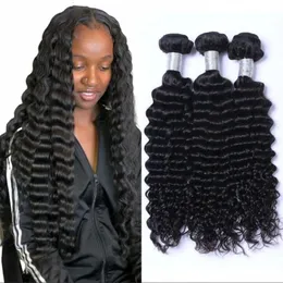 Wefts 3 4 번들 Deep Wave Brazilian Human Hair Extensions for Women Natural folor non remy 머리 826 인치