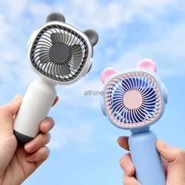 Electric Fans Cute Bear Ears Handheld Wireless Portable Mini Fan USB Rechargeable Summer Outdoor Camping Hand Fans Desktop Air Cooler YQ240104