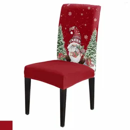 Sandalye Noel ağacı cüce kar tanesi streç kapağı 4pcs elastik koltuk koruyucu kasa slipcovers yemek odası ev dekorasyon