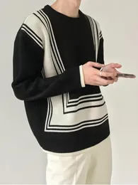 Erkek Sweaters Örgü Sweater Erkek Crewneck Çizgili Giyim Altakları Siyah Beyaz Yuvarlak Yaka Ter Swirt Kalın Kış Tasarımcısı Lüks