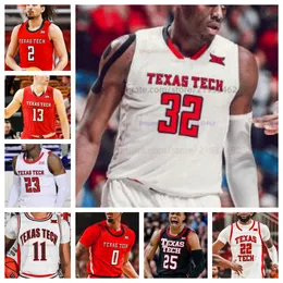 Custopzzied Texas Tech Ttu College Basketball Jersey Custom Dowolne imię Numer Men Men Men Jersour Jerseys All Sched 0 Chance McMillian 1 Lamar Washington 2 Pop Isaacs