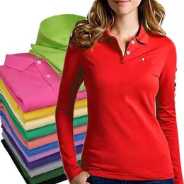 シャツ女性ポロスシャツ2022春秋の女性の長袖ポロスシャツ100％コットンカジュアルレディカミサスリムレディストップスS4xl