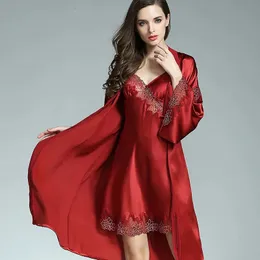 Birdsky 1PC Women Night Slip Dress Nightgown Nightdress Long Sleeve Robe Gown Set Lace Sleepwear 100% Mulberry Silk S-262 240104