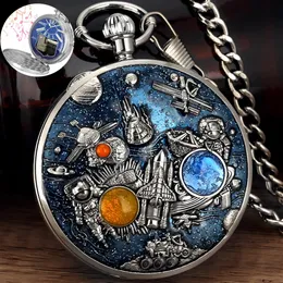 2023 Original Music Pocket Watch Space Series Quartz Men's Pendant Clock Ladies Necklace Watches Unique Collectibles Gifts 240103