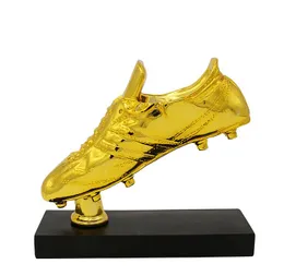 Jogo de futebol fãs de futebol lembrança bota de ouro troféu criativo resina artesanato chapeamento de ouro artigos de decoração para casa modelo