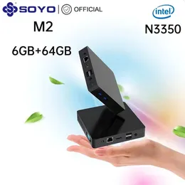 Soyo M2 미니 PC 인텔 Celeron N3350 프로세서 Windows 10 4K 6GB 64GB USB BT4.0 M.2 슬롯 1000M AC Wi -Fi 240104