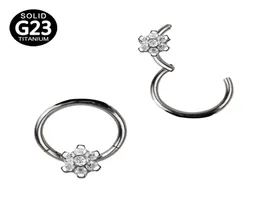 G23 Titanium Segment Hinged Rings Flower CZ Nose Lip Labret Ear Tragus lage Daith Helix Earring Hoop Piercings Body Jewelry5797705