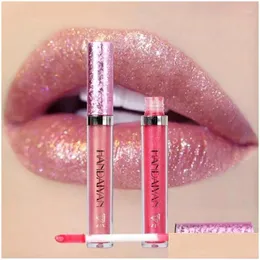 Lip Gloss Glitter Brilhante Lipgloss Pérola Brilhante Batom Líquido Vermelho Stick Bonito Tint Lipstic Maquiagem Cosmética Drop Delivery Saúde Beleza Dhlqm