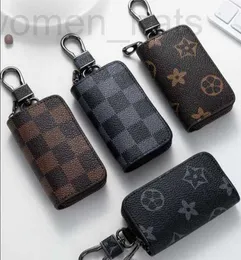 Keychains & Lanyards designer luxury PU Leather Bag Keyins L Car Keys Holder Key Rings Black Plaid Brown Flower Pouches Pendant Keyrings
