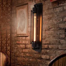 Vägglampa vintage svart rustik edison glödlampa ljus retro steampunk järn industriell led heminredning