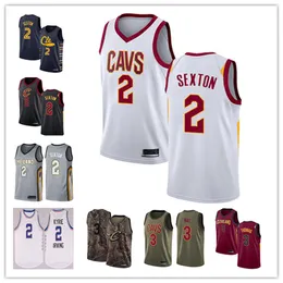 Maglia personalizzata da uomo donna giovanile cleveland''Cavaliers''2 Collin Sexton 3 George Hill Camo nero rosso Maglia da basket ritorno al passato