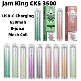 EU-magazijn Elektronische sigaret Wegwerp vape-pen Jam King CKS 3500 vapes puffbar groothandel 6 ml voorgevulde 650 mah USB-C Opladen Mesh Coil batterijpen