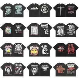 Hellstar Designer Mens T Shirts의 별의 별은 지옥 티 남자 셔츠 둥근 목에 짧은 슬리브 캐주얼 편지 인쇄 된 고품질 일치 의류 커플