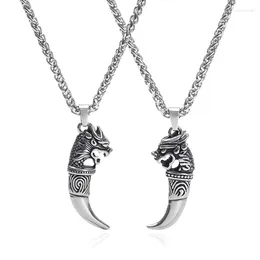 Pendant Necklaces Punk Cool Wolf Teeth Necklace Women Men Lucky Jewelry Retrotitanium Steel Tooth Amulet