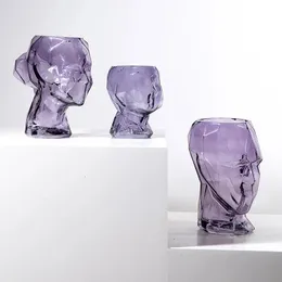 Glass Vase Transparent Abstract Head Artistic Body Sculpture Flower Arranger Terrarium Flower Vase Home Decoration Accessories 240105