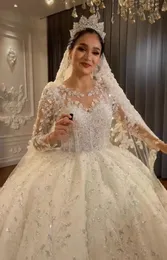 Dresses 2023 Luxury Arabic Dubai Ball Gown Wedding Dresses Beads Crystals bling shiny gown Vestido de Noiva Soft Tulle designer quinceaner