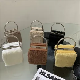 Sonbahar/Kış Peluş Çanta Metal Klip Çanta Tasarım Sense Crossbody Mini Çanta Moda